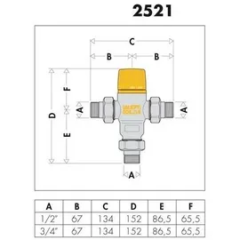 CALEFFI Solar-Thermomischer f Eingangstemperaturen b 100 GrC 3/4Zoll, Zubehör Heizen