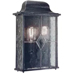 Wandleuchte Außenlampe Laterne Metall Glas 2 Flammig Außenwandleuchte IP23 Hof
