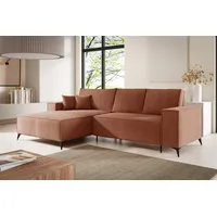 Fun Möbel Ecksofa Schlafsofa Sofa FUN DANIA in Polsterstoff Aragon, Ottomane Links oder Rechts, Rundumbezug rosa