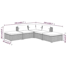 vidaXL 5-tlg. Garten-Lounge-Set mit Kissen grau