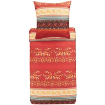 BASSETTI Bettwäsche Garnitur Orosei R1 Mako-Satin Rot 2-Teilig 200x200+80x80cm