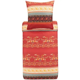BASSETTI Bettwäsche Garnitur Orosei R1 Mako-Satin Rot 2-Teilig 200x200+80x80cm