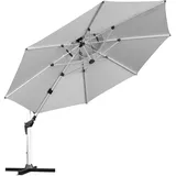 anndora Aluminium Ampelschirm 4m Sonnenschirm - mit Kurbelsystem - Drehbar, Neigbar, Kippbar - Marktschirm, Gartenschirm - Farbe Silber Grau - A) OHNE Ballastierung