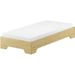 Erst-Holz Kastenbett Jugend Bett, Holz-Bett 90x200 Massivholz Kiefer mit Rollrost Matratze 60.56-09M