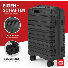 gentor Koffer Reisekoffer Hartschalenkoffer Travel Trolley Rollkoffer Handgepäck - schwarz