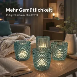 Boltze Windlicht Marilu Glas Türkis