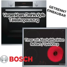 Bosch Herdset BOSCH Backofen Teleskopauszug 3D-Heißluft + Cerankochfeld Kindersicherung autark 60cm
