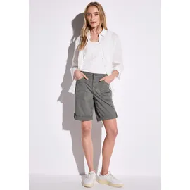 STREET ONE Style Yulius Bermuda Sportive Turn up (overcast grau), Web, 98% Baumwolle, 2% Elasthan, unifarben, gerade kurz, Hosen Bermudas, mit Turn-Up