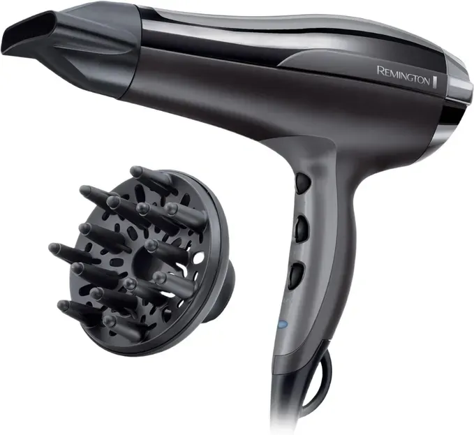 Remington Haartrockner Ionen [leicht & leistungsstark] Pro-Air Turbo (2400W, gleichmäßige Wärmeverteilung, 3 Heiz- & 2 separate Gebläsestufen, Abkühlstufe, Stylingdüse + Diffusor) D5220