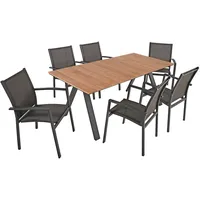 Garden Pleasure Sitzgruppe DAVINA, anthrazit Kunststoff, Metall, 7-teilig