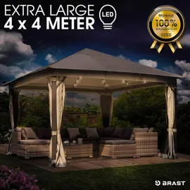 Brast Pavillon Aluminium Infinity 4 x 4 m inkl. Moskitonetz Beige