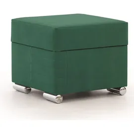 Fun Möbel Ecksofa Schlafsofa inkl. Hocker CANTON Stoff Camelia Grün Ottomane Rechts