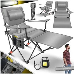 KESSER® Campingliege Campingstuhl 2in1 bis 160kg   Feldbett klappbar   Campingbett faltbar extra breit   Campinglicht & Getränkehalter + Aufbewahrungstasche & Transporttasche   Angelliege verstellbar