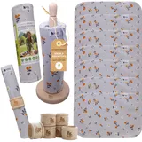 Wiederverwendbare Küchenrolle aus Baumwolle, 10 Stück waschbare Küchenrolle waschbar mit Holzhalter MADE IN EU; mehrveg wiederverwendbare Küchenpapier aus Stoff; Küchentücher; Reusable Kitchen Towels