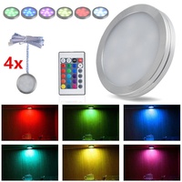 4X RGB LED Unterbauleuchte Vitrinenbeleuchtung Schrankleuchten mit Fernbedienung