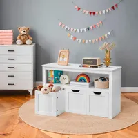 VASAGLE Kinderregal Weiß, Holzwerkstoff, 3 Schubladen, 102x60x30 cm, stehend, Babymöbel, Babyzimmerregale