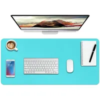 Boutilon Schreibtischunterlage aus Leder, rutschfestes Mauspad, Laptop-Schreibtischunterlage, Büro-Mauspad, wasserdicht, Leder-Schreibtischunterlage für Büro und Zuhause (XL, Hellblau, 90 x 40 cm)