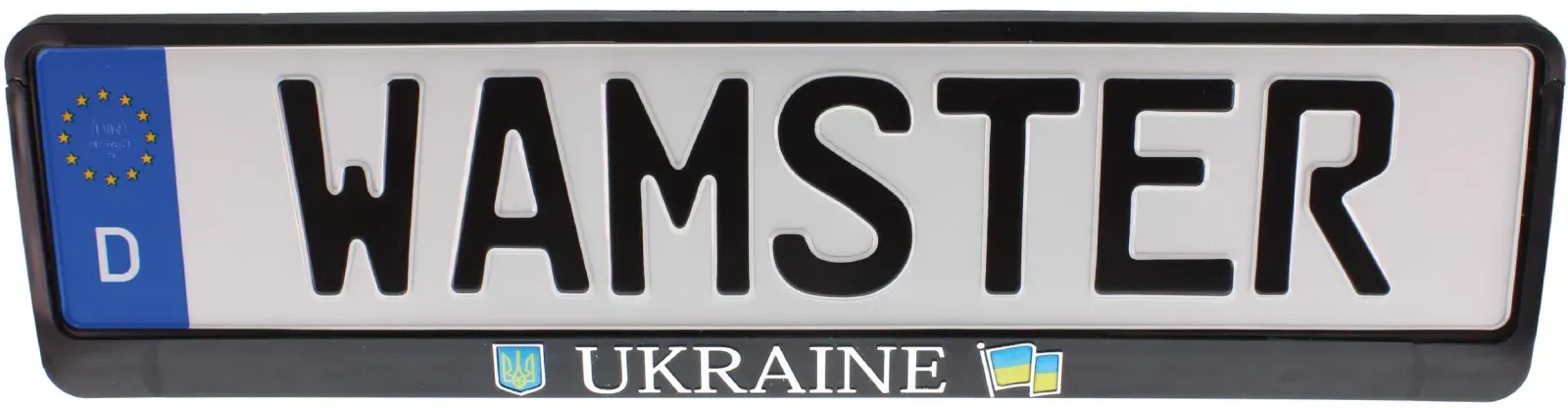 EU KFZ Kennzeichenhalter UKRAINE Chrom Schriftzug Flagge Wappen 520x110mm