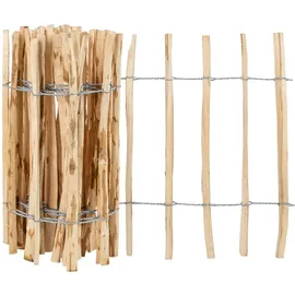 Voss.garden Staketenzaun 60cm, Gartenzaun aus Haselnuss Rollzaun Teichzaun