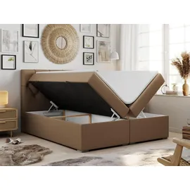 MKS Boxspringbett 160 x 200 cm H3 Braun
