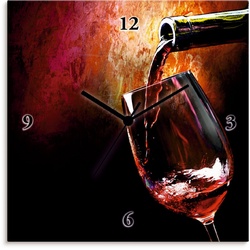 Artland Wanduhr Wein – Rotwein (wahlweise mit Quarz- oder Funkuhrwerk, lautlos ohne Tickgeräusche) rot