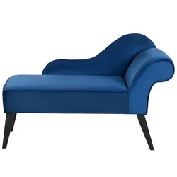 Rechtsseitige Chaiselounge BIARRITZ Samtstoff Marineblau