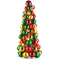 LED-beleuchtete Weihnachtsbaum-Pyramide mit bunten Kugeln, 30 cm