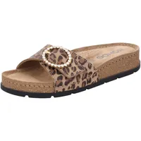 ROHDE Pantolette aus Leder mit Leopardenmuster und Strass D.Soave 5417, Größe:40 EU, Farbe:Beige - 40
