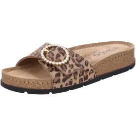 ROHDE Pantolette aus Leder mit Leopardenmuster und Strass D.Soave 5417, Größe:40 EU, Farbe:Beige - 40