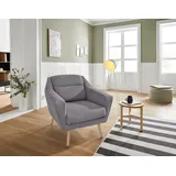 otto home Sessel OTTO HOME "Bille", grau (stone), B:87cm H:86cm T:90cm, Samtoptik (100% Polyester);Struktur (100% Polyester);Struktur fein (100% Polyester);Luxus-Microfaser weich (100% Polyester), Sessel, Sessel, mit Naht im Rückenkissen und Eiche-Beinen, Design by