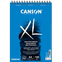 Canson XL Mix Media Texturalbum Spiralalbum Mikroperforiert A4 50 Blätter 160g, Weiß, C31078A034