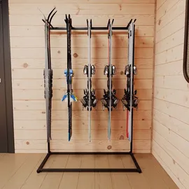 QLS Ski Ständer Freistehend für 10 Paar Skier Organizer Garage Keller Skiverleih
