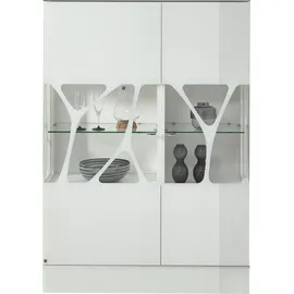 LEONARDO Highboard »Cube«, mit Sicherheitsglas und edlem MDF Holz, Höhe157 cm weiß