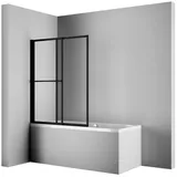 Schulte D1130-EC 68 50 BWA mit Handtuchhalter,ausziehbar 70–118 cm, x 140 cm,3 mm Sicherheitsglas Klar hell,Schwarz-Matt