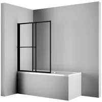 Schulte D1130-EC 68 50 BWA mit Handtuchhalter,ausziehbar 70–118 cm, x 140 cm,3 mm Sicherheitsglas Klar hell,Schwarz-Matt