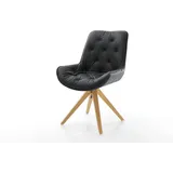 DELIFE Esszimmerstuhl Taimi-Flex Echt-Leder Schwarz Holzgestell kantig Natur, Esszimmerstühle