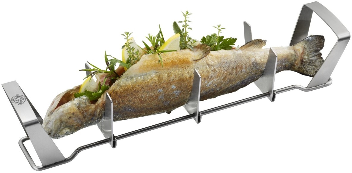 GEFU BBQ Fischhalter aus Edelstahl ideal für Forellen