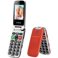 artfone CF241 Seniorenhandy Klapphandy ohne Vertrag, GSM Großen Tasten Mobiltelefon für ältere Menschen, Dual SIM und 2.4 Zoll großen Farbdisplay mit Tischladestation (Rot)