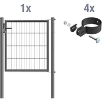 - Metallzaun Einzeltor für Einstabmatte Anthrazit z. Einbetonieren 100 cm x100 cm