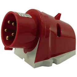 16 Ampere CEE Wandsteckdose 5-polig (3P+N+PE) Stift, Kodierung 6h feuerrot RAL 3000 200/346V bis 240/415V Frequenz 50 und 60Hz 1 Stück