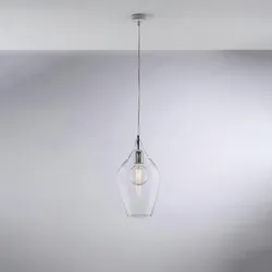 Ares - Eisenaufhängung mit transparentem Pyrexglas 1 Licht 142 - Ø20 - BL273-S1-TR