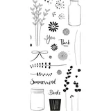 Rayher Clear Stamps "Botanical", Bogengröße 97 x 205 mm, 30 Motive, transparente Stempel, durchsichtige, klare Silikonstempel, 50274000