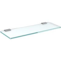 bijon Glasregal Glasablage Wandregal Glas Bad-Regal Glas Badezimmer Regal Badablage Ablageregal - 8mm Hartglas, 50 x 15 cm, Milchglas + Halterung F - Edelstahl Optik