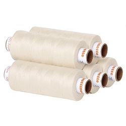 buttinette Universal-Nähgarn, Stärke: 100, 5er-Pack, natur