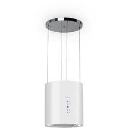 Barett Inselabzugshaube Ø35cm Umluft 558 m3/h LED Aktivkohlefilter Weiß