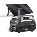 IEE 3200W Solargenerator mit 200W Solarpanel, 2048Wh Tragbare Powerstation, LiFePO4 Akku, 0–80% in 45 Min.Laden, APP, 16 Anschlüsse, Portable Power Station für Camping/Wohnmobile/Notstrom