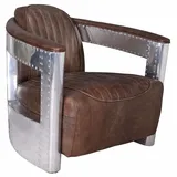 Vintage Sessel Aviator Clubsessel Leder & Aluminium Loungesessel Flugzeug Design