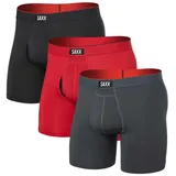SAXX Underwear Multi-sport Mesh Brief Fly Boxershorts 3 Einheiten - Sunset Red / Trblnce / Fd Blk - S