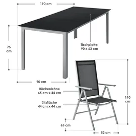 Juskys Milano Set 9-tlg. silbergrau