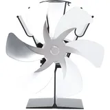 Vertikaler Ofenventilator Mit 6 Flügeln, Thermisch Wärmebetrieben, Schnelle Warmzirkulation, Griff-design Oben Für Kamin, Silber